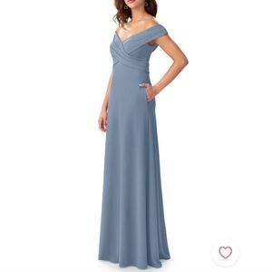 Azazie Evita in Dusty Blue